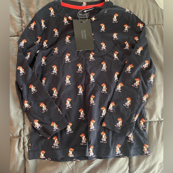 Triumph Over Tragedy Kids NWT Navy Dancing Bear Long Sleeve Tee Size 5 - Picture 1 of 5